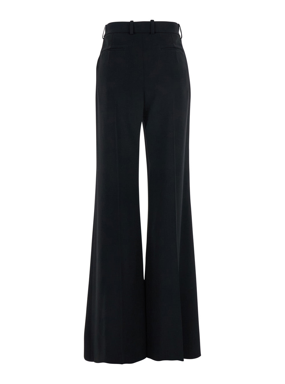 Black Pants with High Waist and Wide Leg in Viscose Blend Stretch Woman Acetate Elastane Trousers
