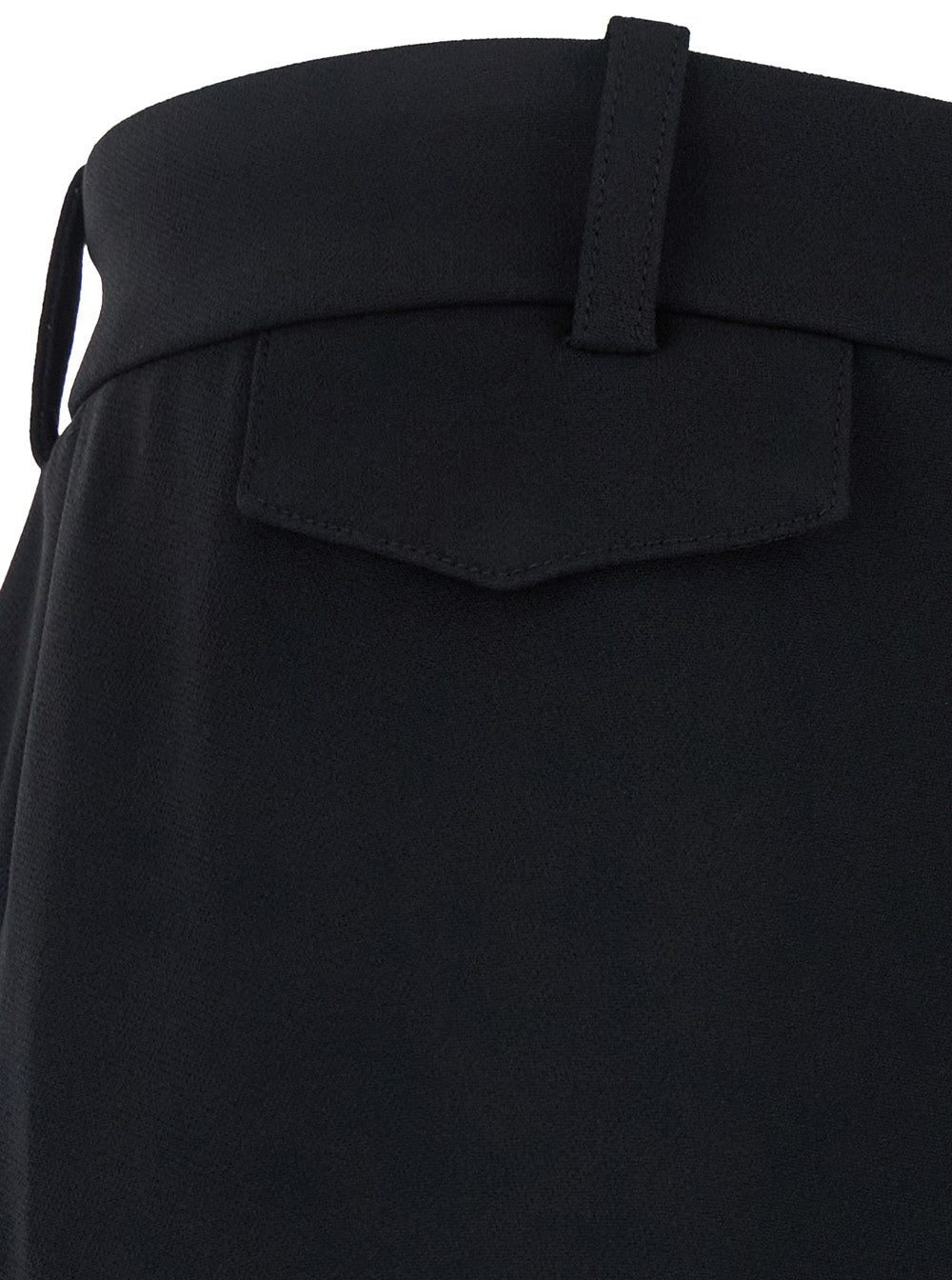 Black Pants with High Waist and Wide Leg in Viscose Blend Stretch Woman Acetate Elastane Trousers