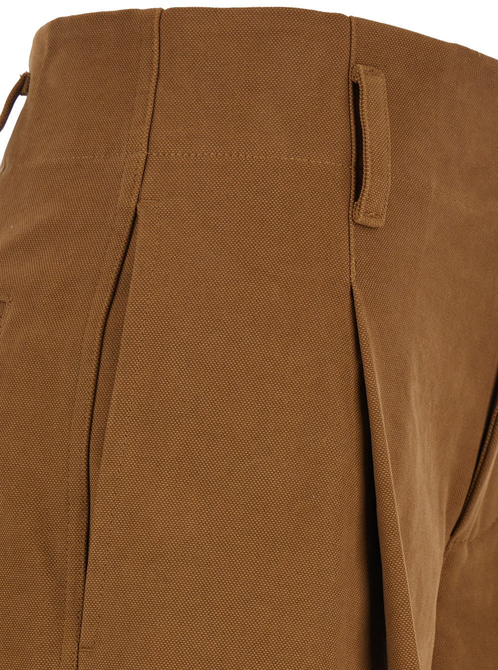 Brown Pants with Belt Loops and Wide Leg in Cotton Woman Trousers