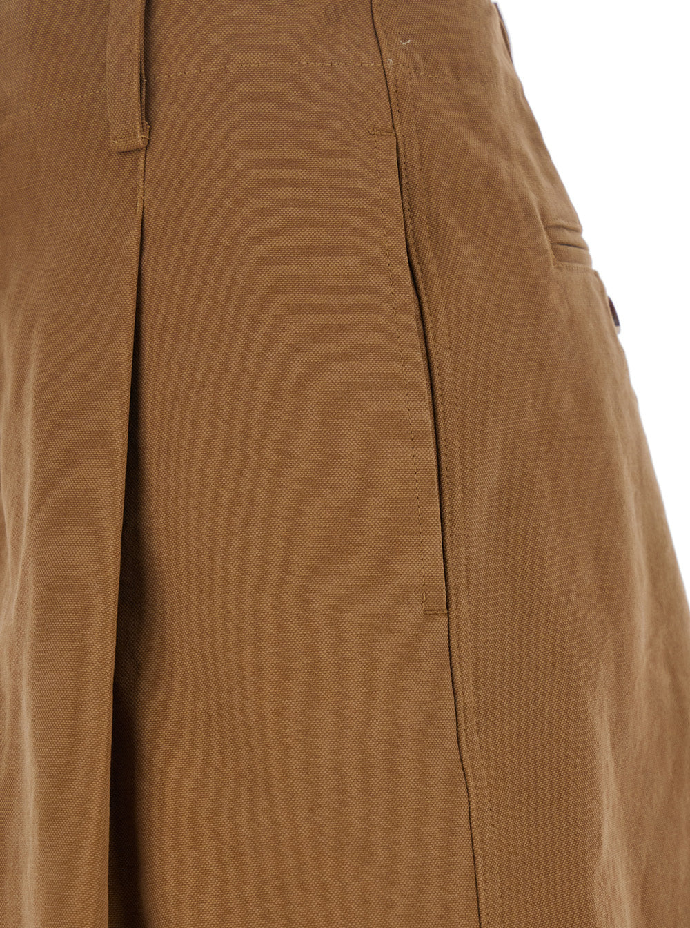 Brown Bermuda Pants with Belt Loops and Wide Leg in Cotton Woman Shorts
