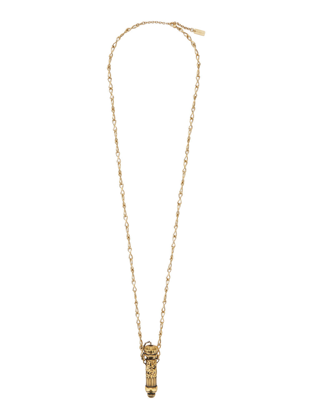 Gold Colored Chain Necklace with Pendant in Metal Woman Metallic Brass Necklaces