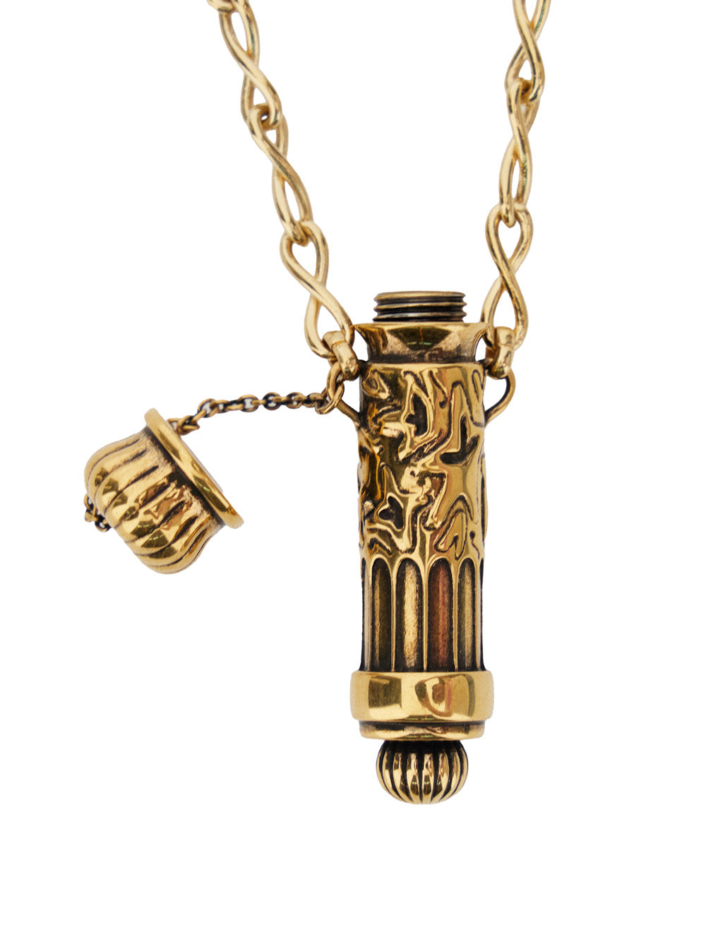 Gold Colored Chain Necklace with Pendant in Metal Woman Metallic Brass Necklaces