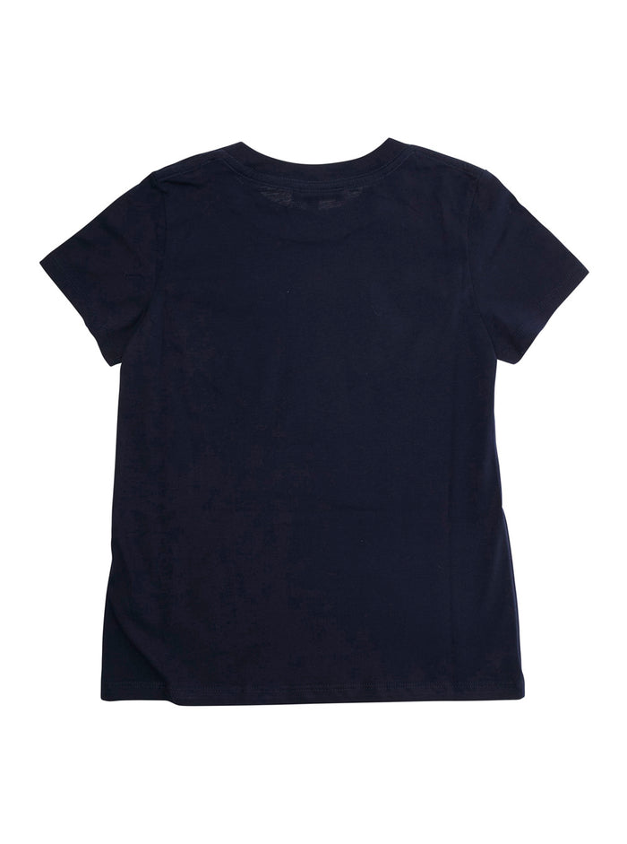 Blue Crewneck T-Shirt With Logo Lettering On The Front Cotton Girl Blu Tshirts And Polo Shirts