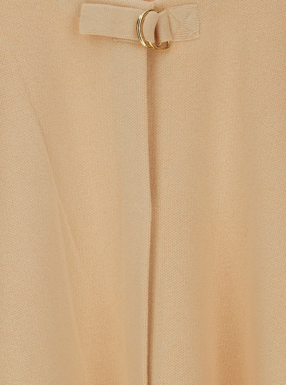 Beige Crew Neck Cape With Logo Lettering On The Edges Cotton Girl