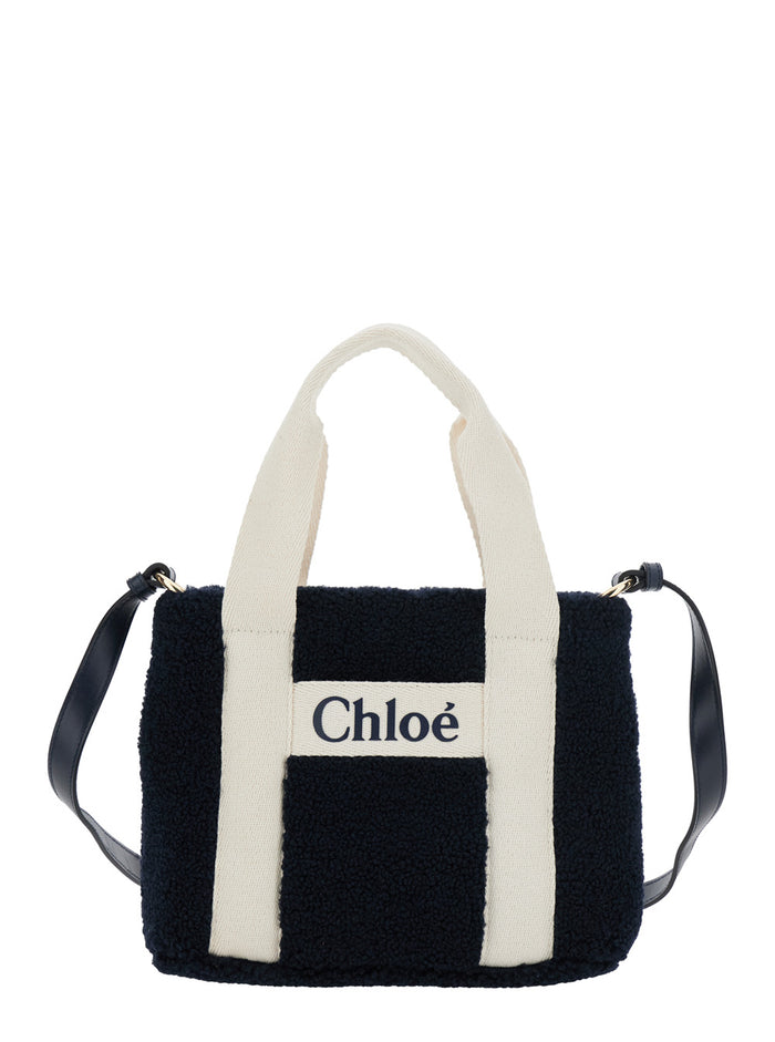 Blue Crossbody Bag With Removable Shoulder Strap And Logo Lettering On The Front Cotton Girl Blu Polyester