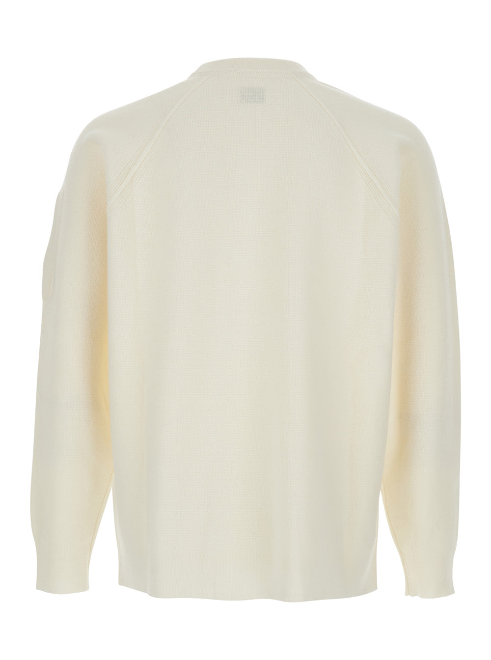 White Crewneck Sweater with Logo Plaque on the Sleeve in Wool Blend Man Polyamide Jersey