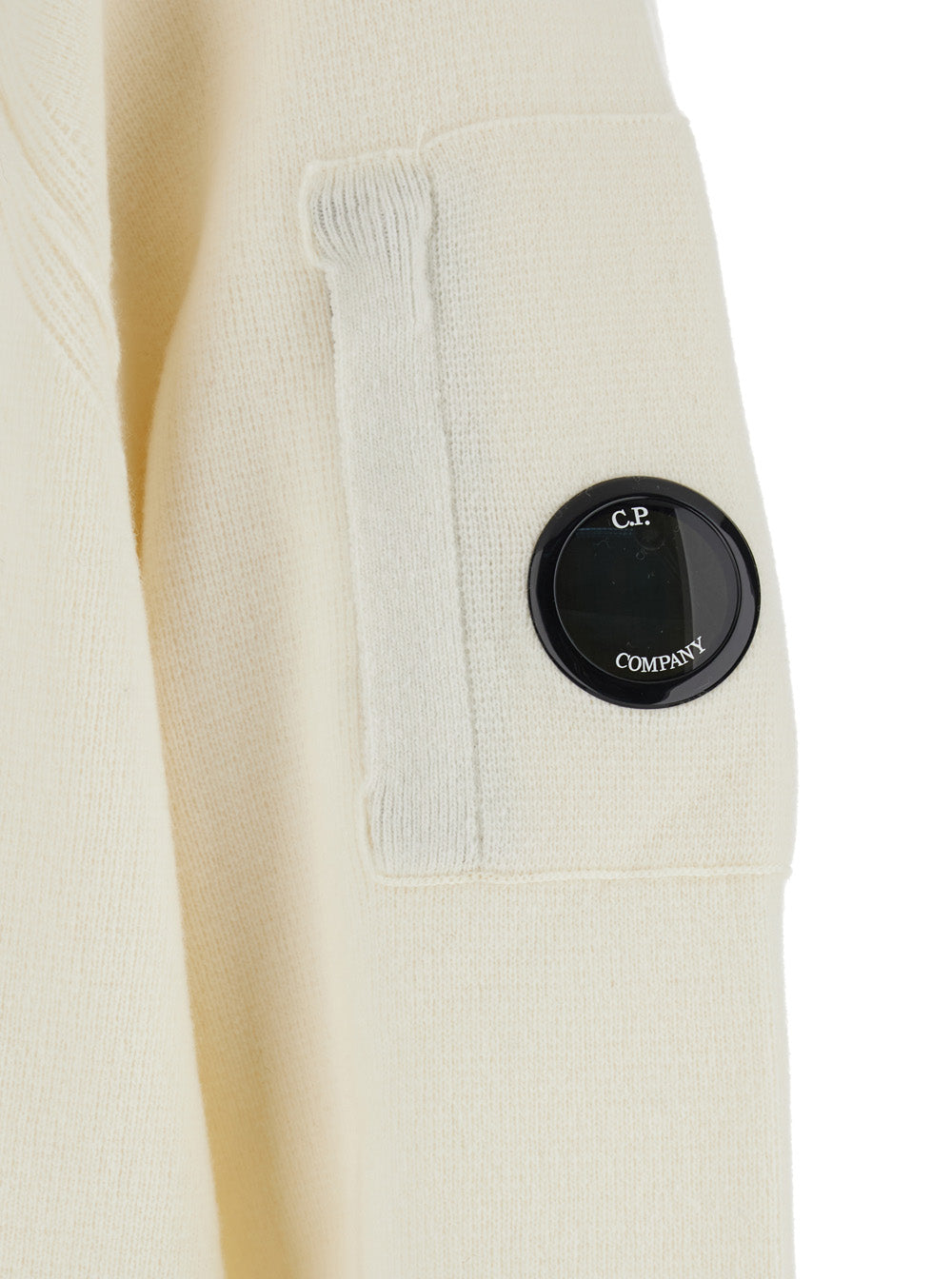 White Crewneck Sweater with Logo Plaque on the Sleeve in Wool Blend Man Polyamide Jersey