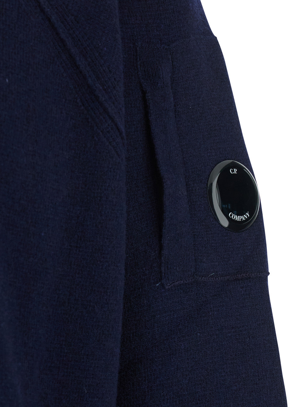 Blue Crew Neck Sweater with Compass Logo on Sleeve in Wool Blend Man Blu Polyamide Jersey