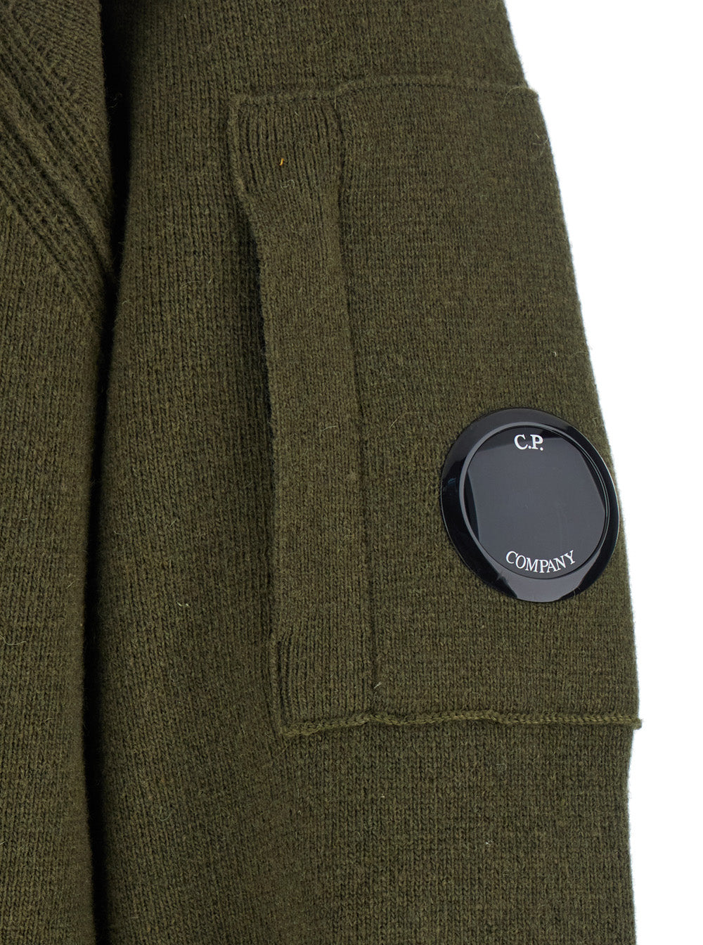 Green Turtleneck Sweater with Logo Plaque on the Sleeve in Wool Man Polyamide Jersey