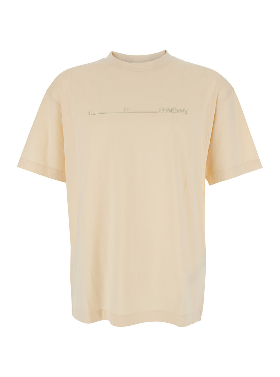 Beige Logo T-Shirt Cotton T-shirts