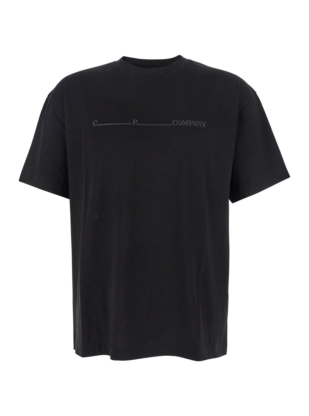 Blackt-Shirt With Logo On The Front Cotton Man Black Tshirts And Polo Shirts