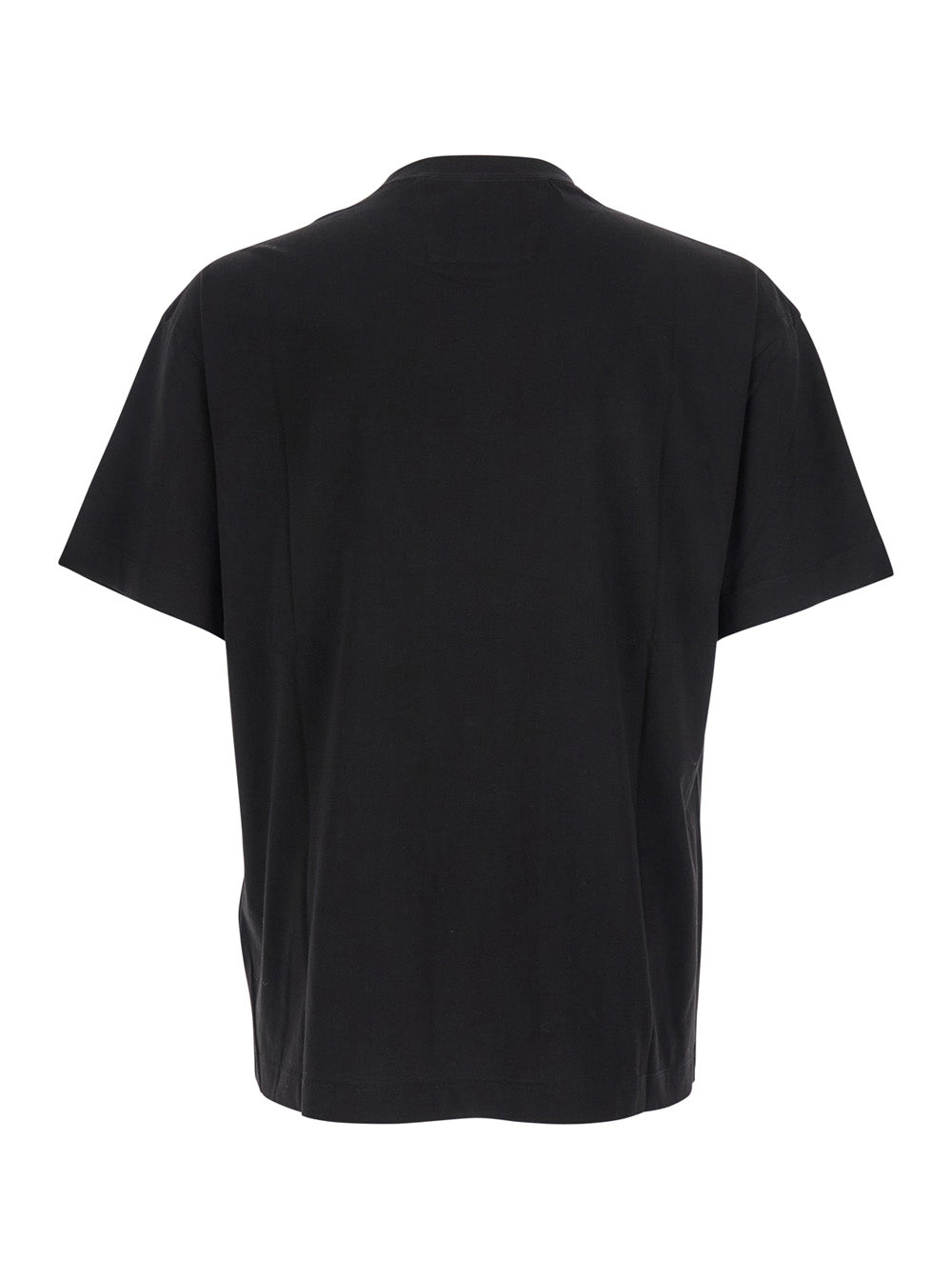 Blackt-Shirt With Logo On The Front Cotton Man Black Tshirts And Polo Shirts