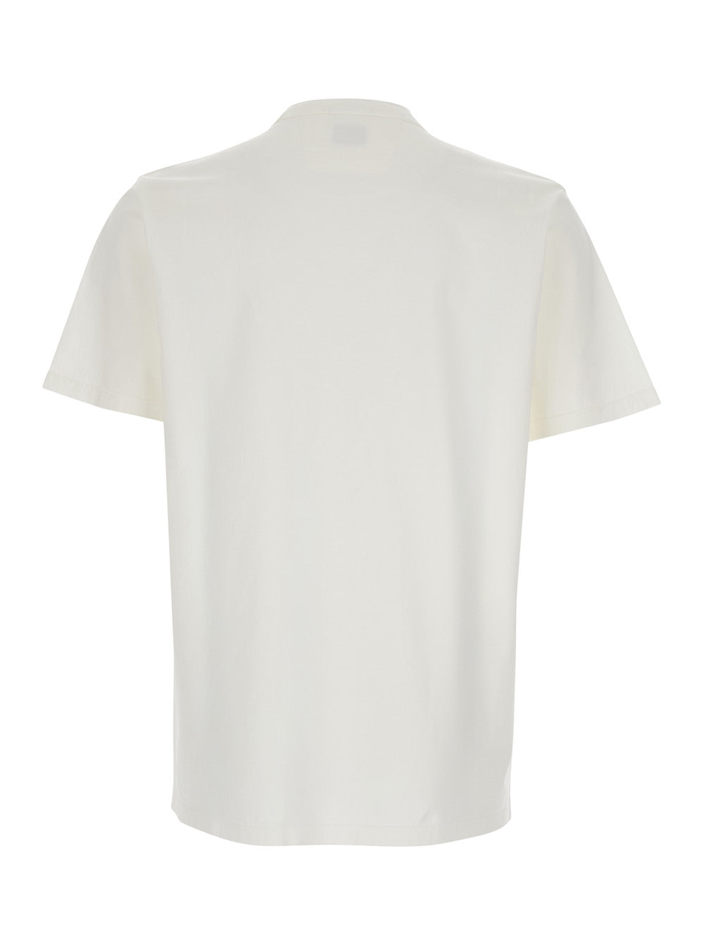 White Crewneck T-Shirt with Logo Lettering on the Front in Cotton Man Tshirts And Polo Shirts