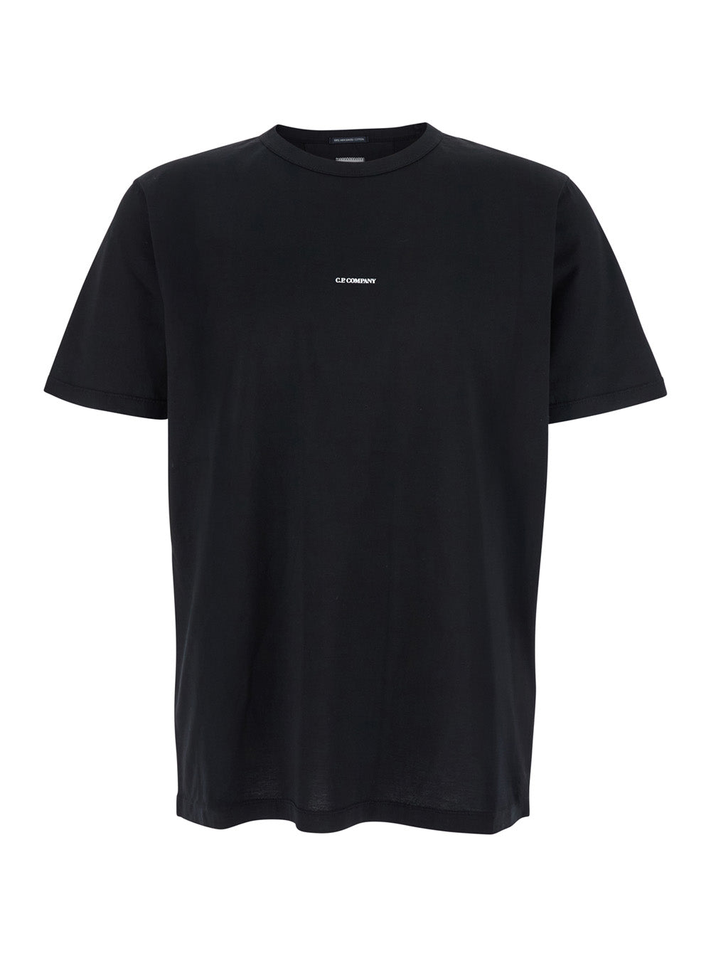 Black Crewneck T-Shirt With Logo Lettering On The Front Cotton Man Tshirts And Polo Shirts