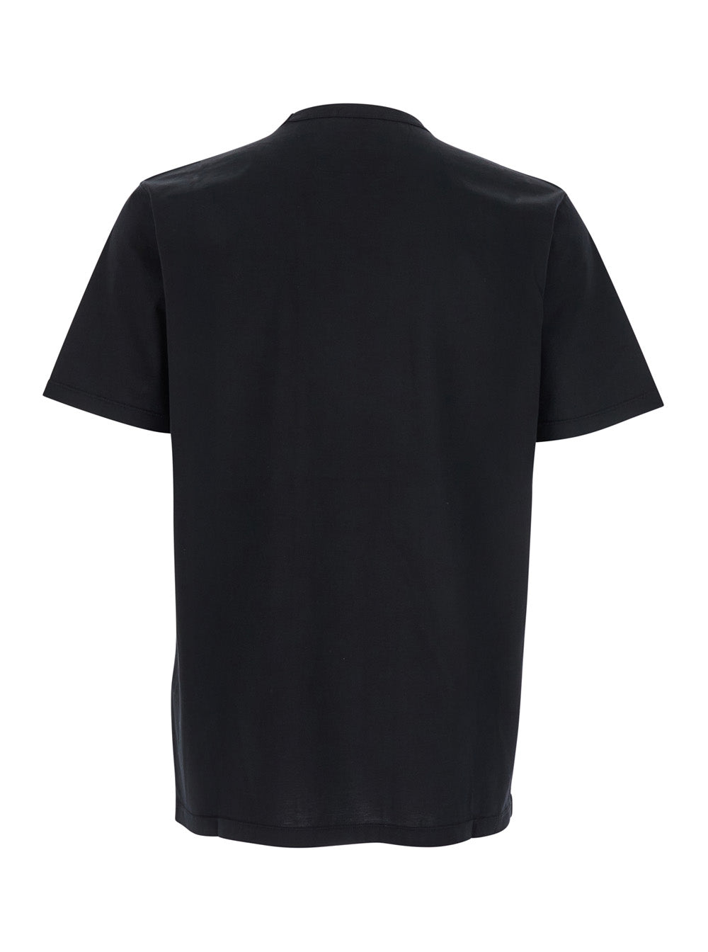 Black Crewneck T-Shirt With Logo Lettering On The Front Cotton Man Tshirts And Polo Shirts