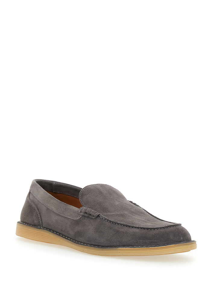 New Florio Ideal Grey Loafers with DG Detail in Suede Man Viscose