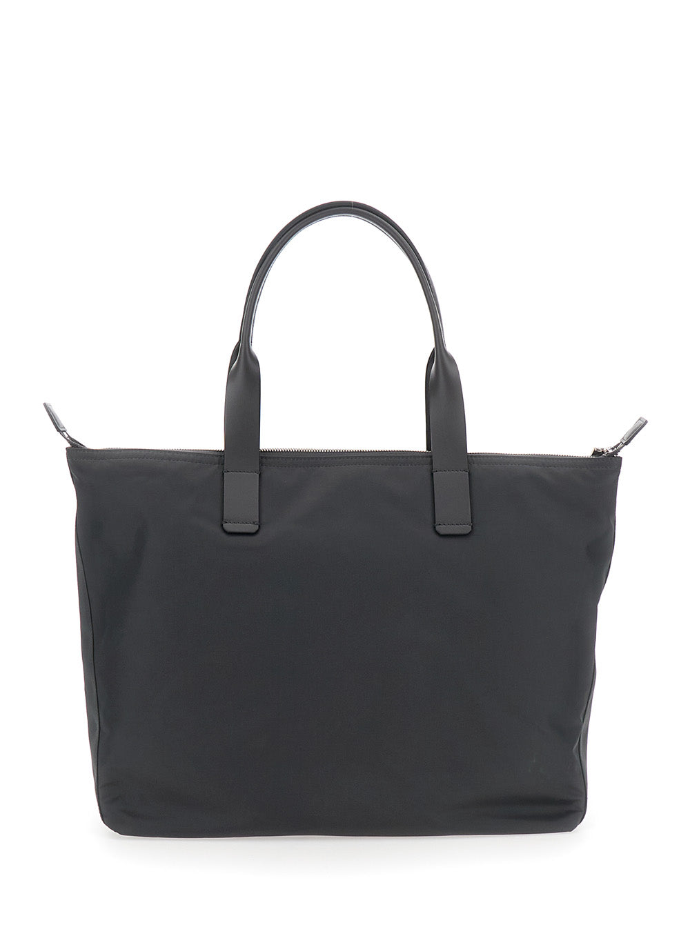 Grey Tote Bag with Two Top Handles and Logo Plaque on the Front in Tech Fabric Man Polyamide Acrylic Viscose