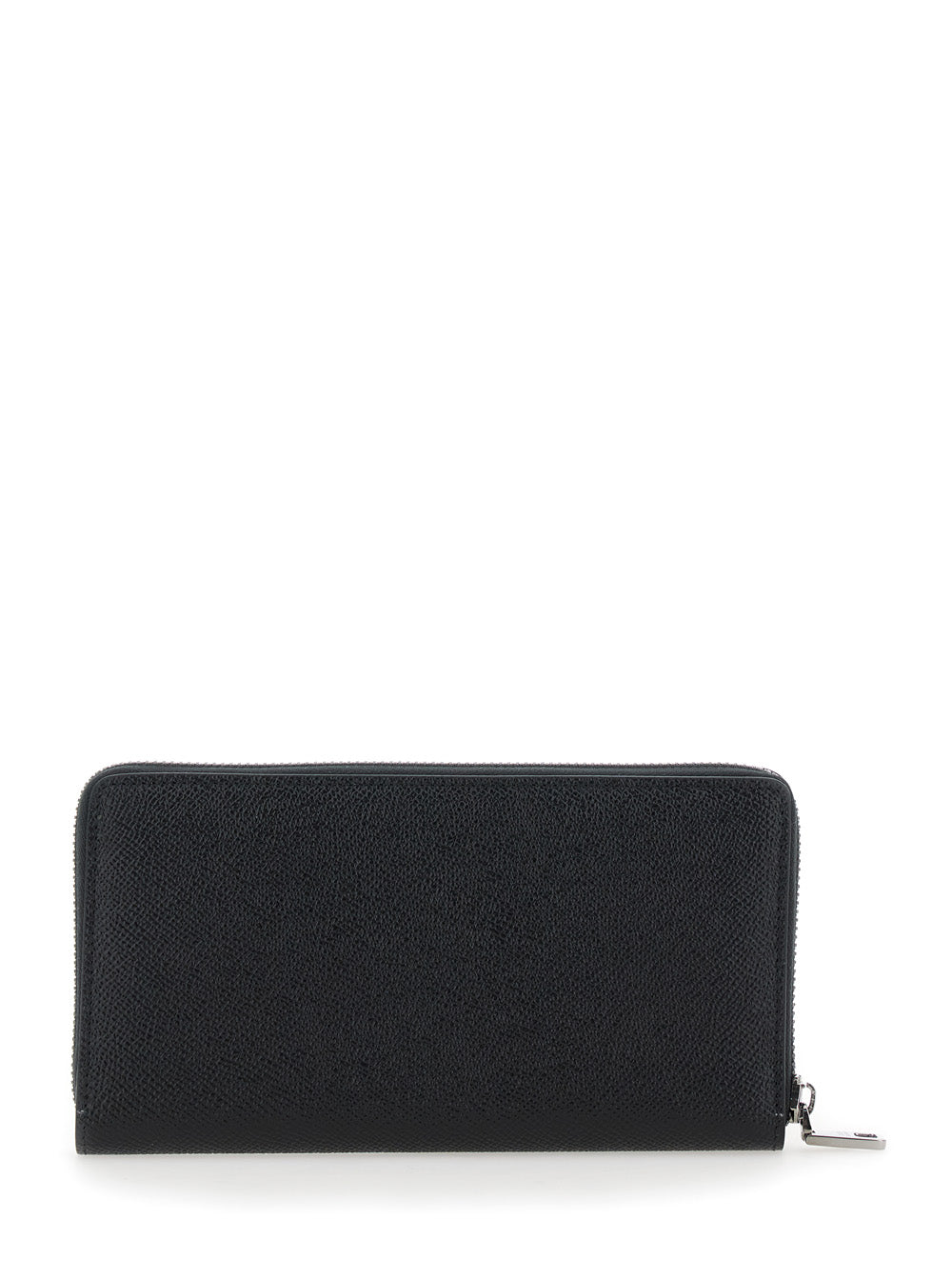 Black Wallet with Logo Plaque on the Front in Grained Leather Man Viscose Products