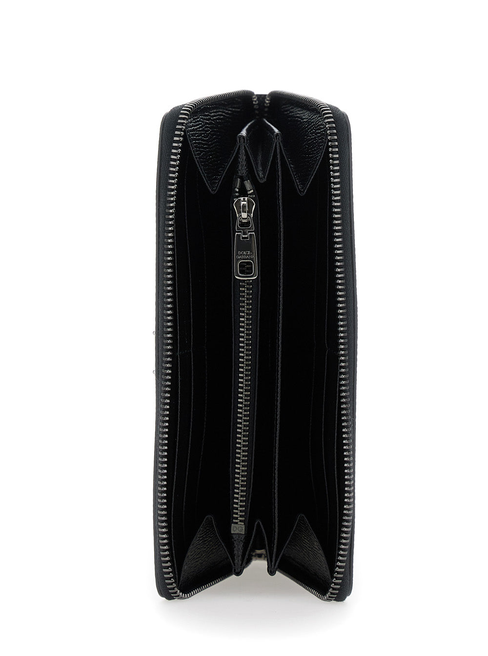 Black Wallet with Logo Plaque on the Front in Grained Leather Man Viscose Products