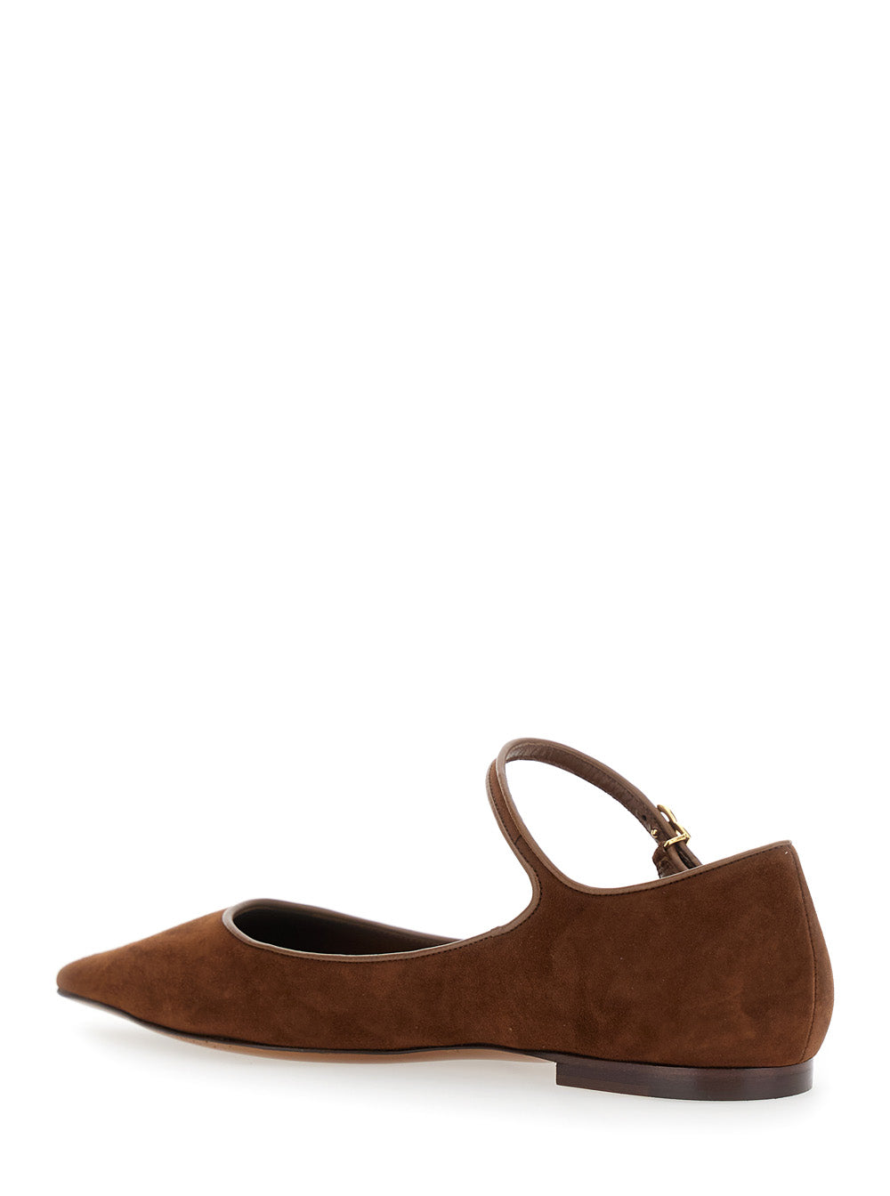 Brown Pointed Toe Ballerinas with DG Logo on the Side in Suede Woman Goat Lamb