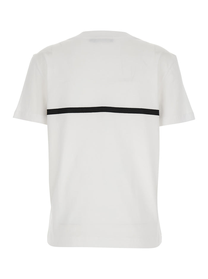 White Crewneck T-Shirt with Logo Print on the Front in Cotton Woman Tshirts And Polo Shirts