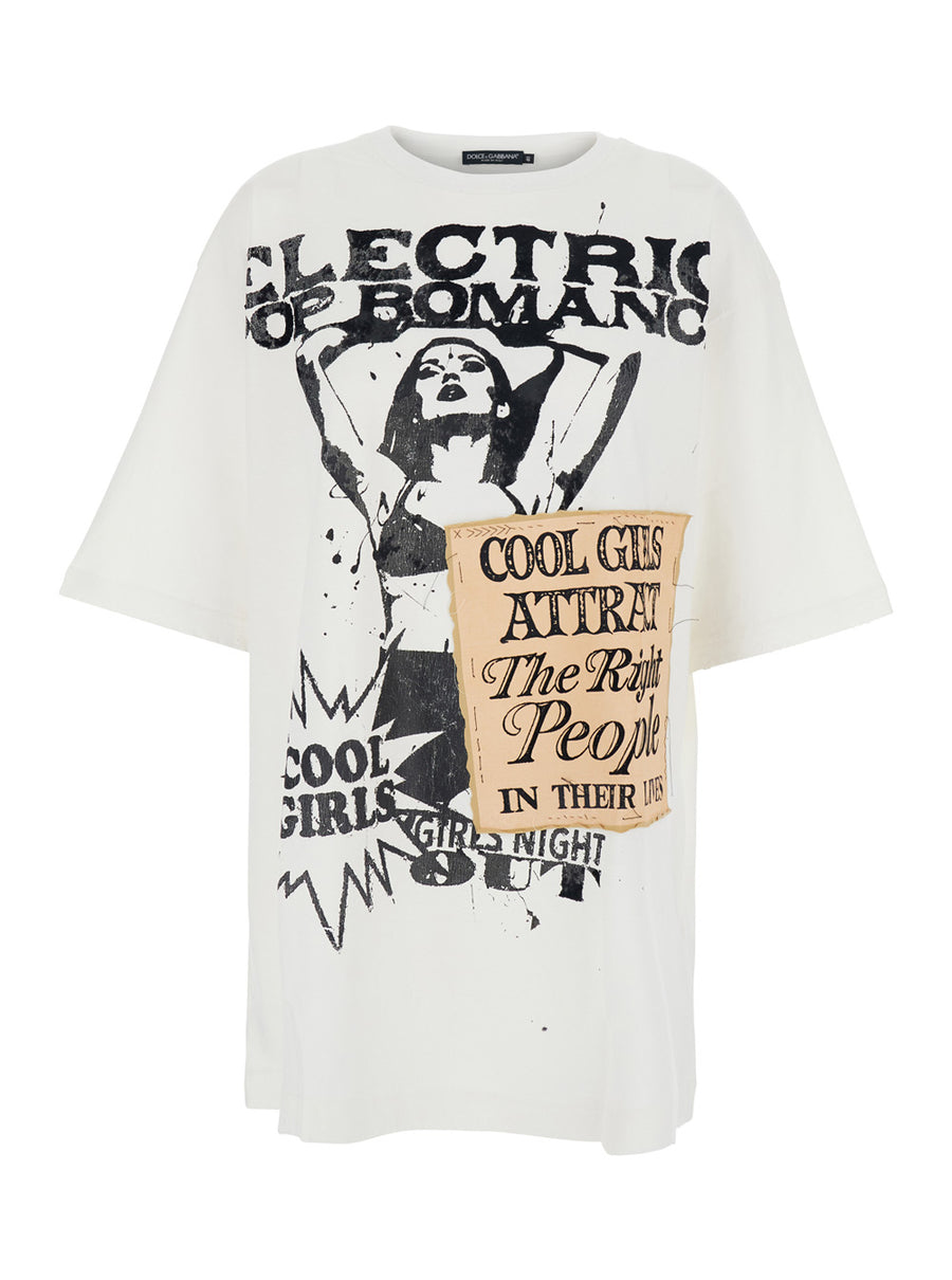 White Cotton Crew Neck T-Shirt With Print T-shirts & Jerseys