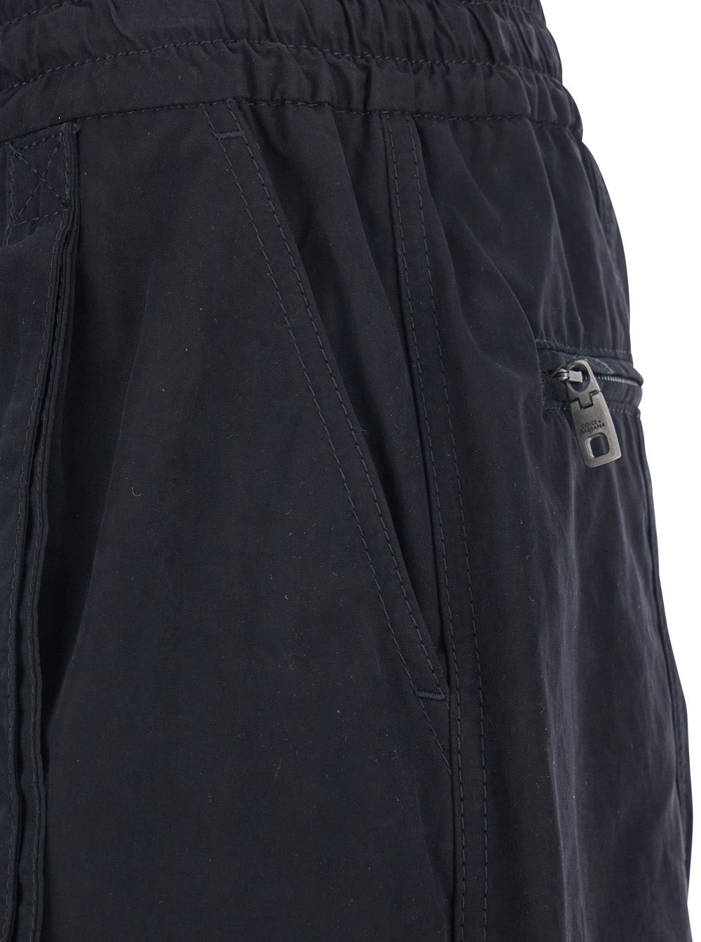 Black Cargo Pants with Elastic Waist Faded Effect in Cotton Blend Woman Polyamide Polyester Trousers