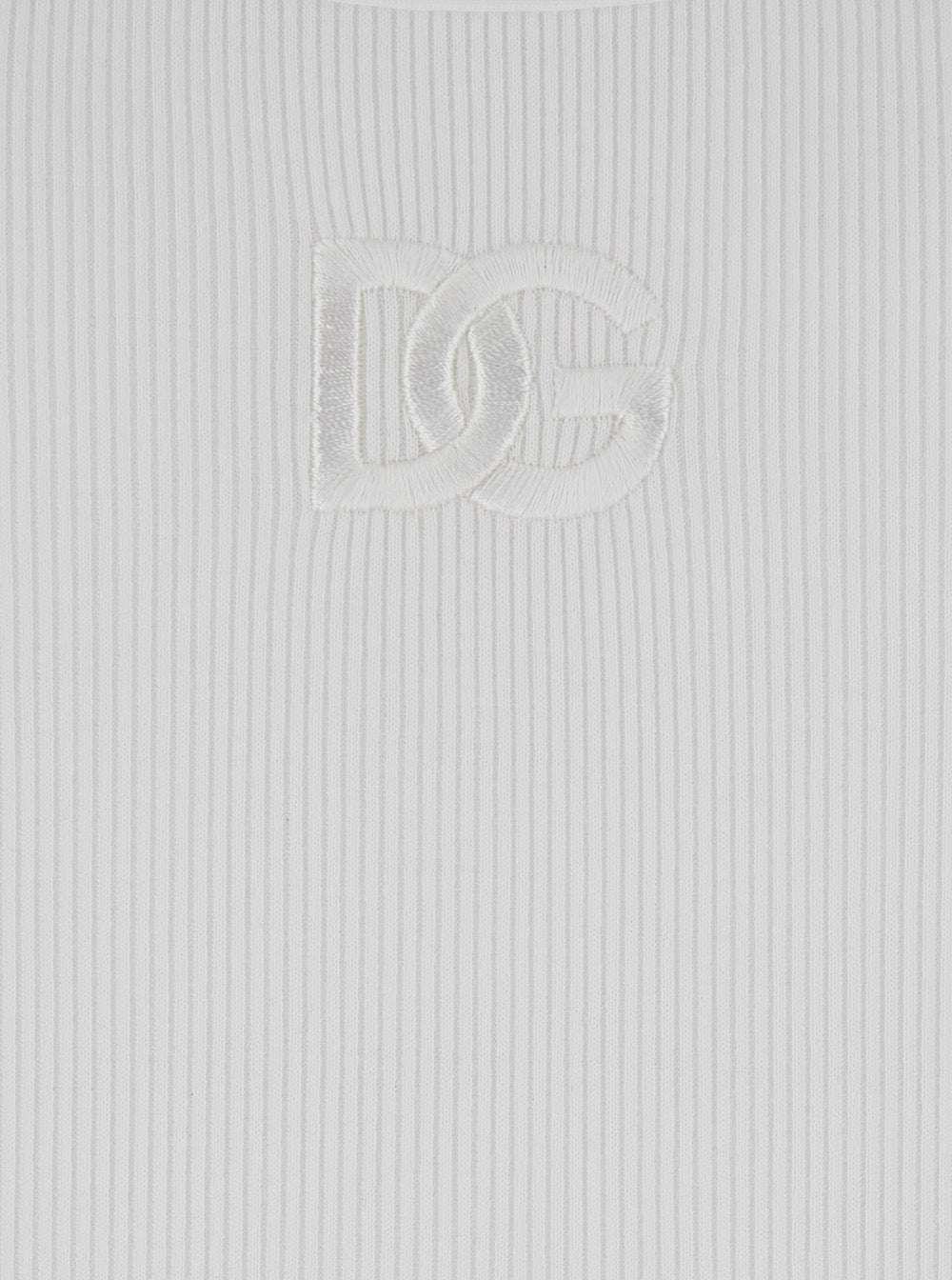 White Sleeveless Top with Logo Embroidery on the Front and Ribbed Knit in Cotton Man Tops