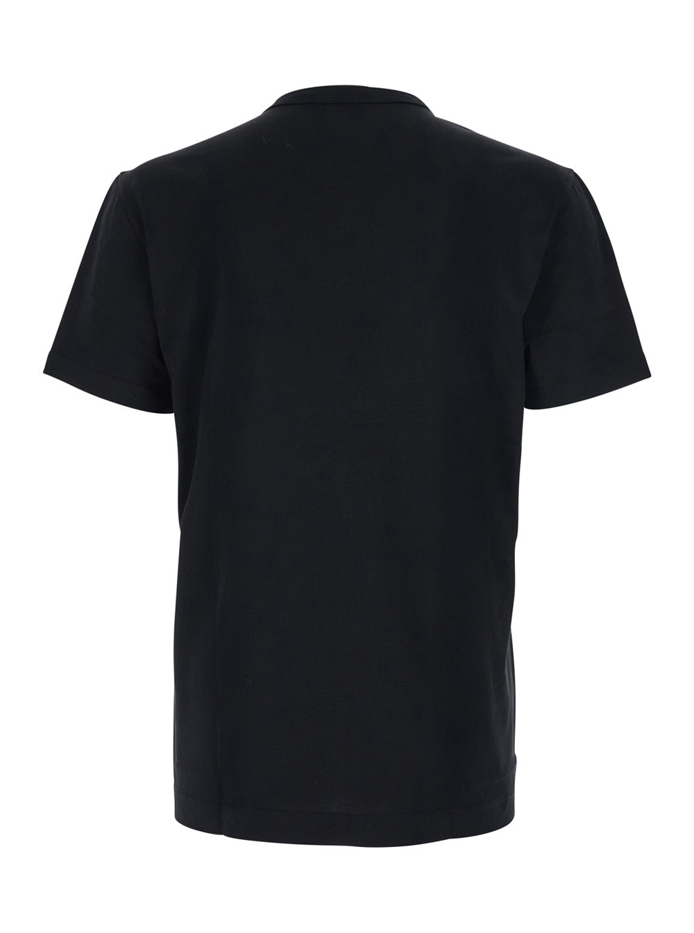 Black Crewneck T-Shirt with Logo Embroidery on the Front in Cotton Man Tshirts And Polo Shirts