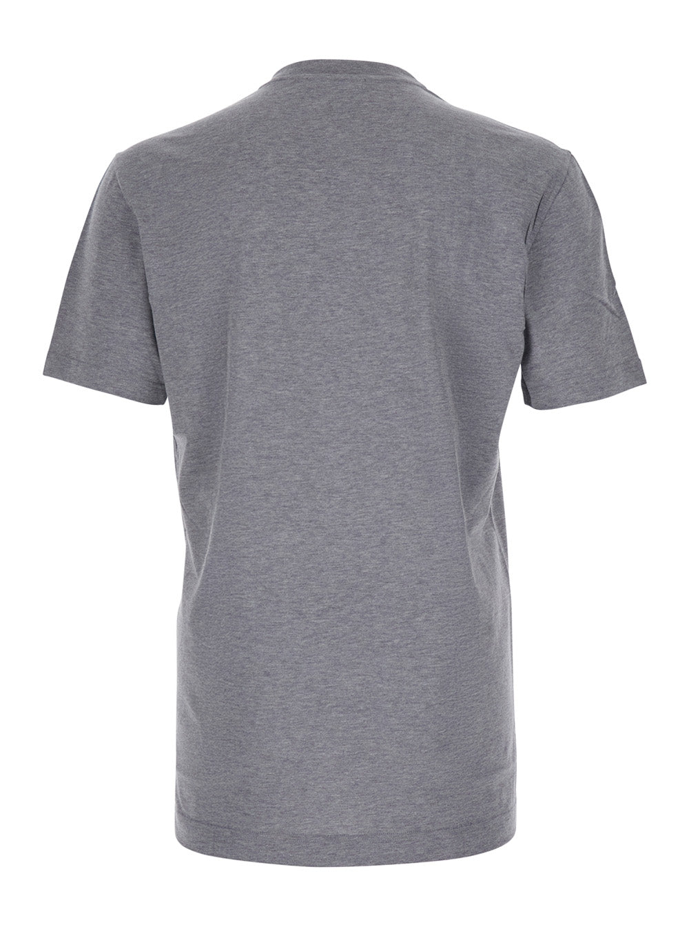 Grey Crewneck T-Shirt with Logo Embroidery on the Front in Cotton Man Tshirts And Polo Shirts
