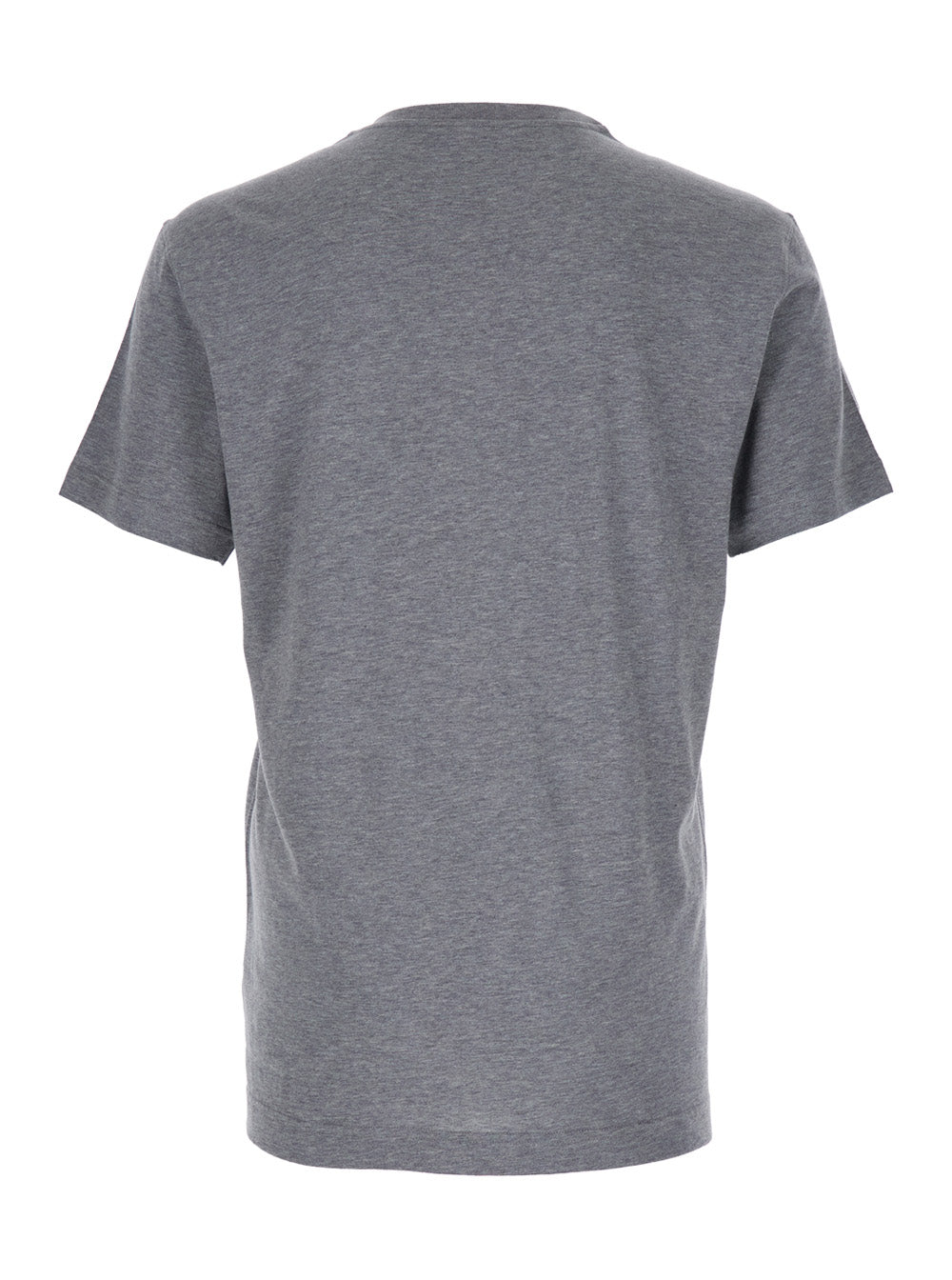 Grey Crewneck T-Shirt with Logo Lettering Print on the Front in Cotton Man Tshirts And Polo Shirts