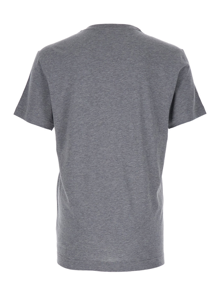 Grey Crewneck T-Shirt with Logo Lettering Print on the Front in Cotton Man Tshirts And Polo Shirts