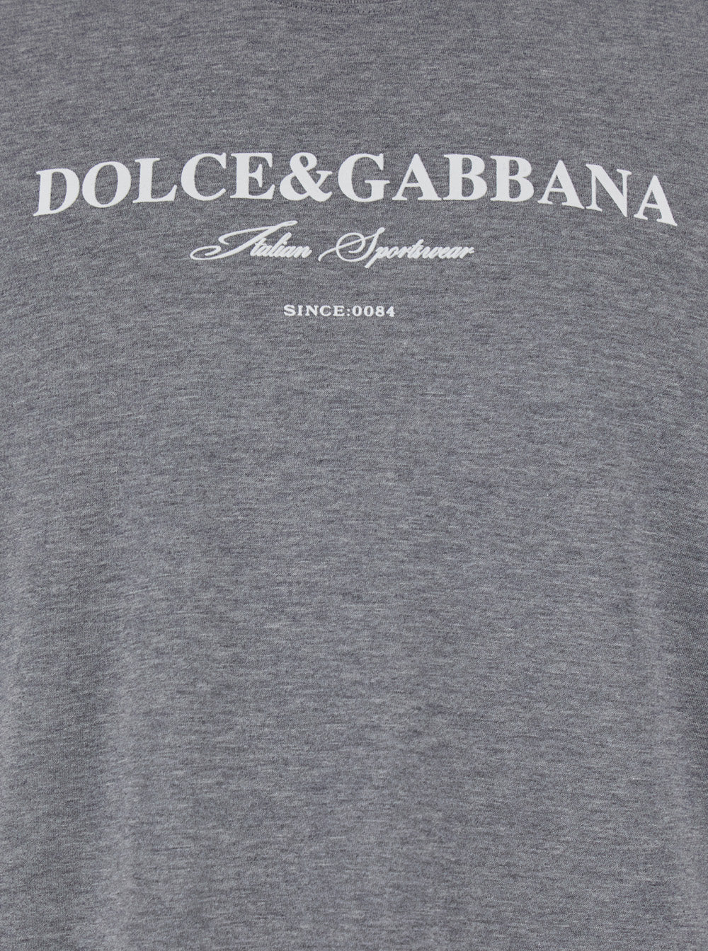 Grey Crewneck T-Shirt with Logo Lettering Print on the Front in Cotton Man Tshirts And Polo Shirts