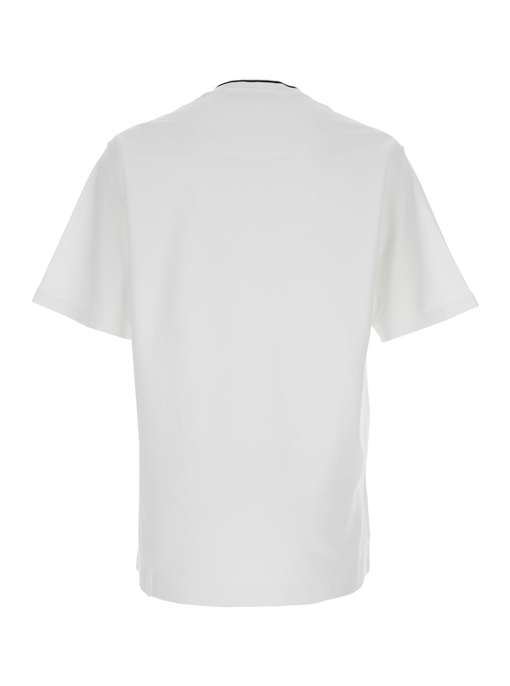 White Crewneck T-Shirt with Logo Embroidery on the Front in Cotton Man Tshirts And Polo Shirts