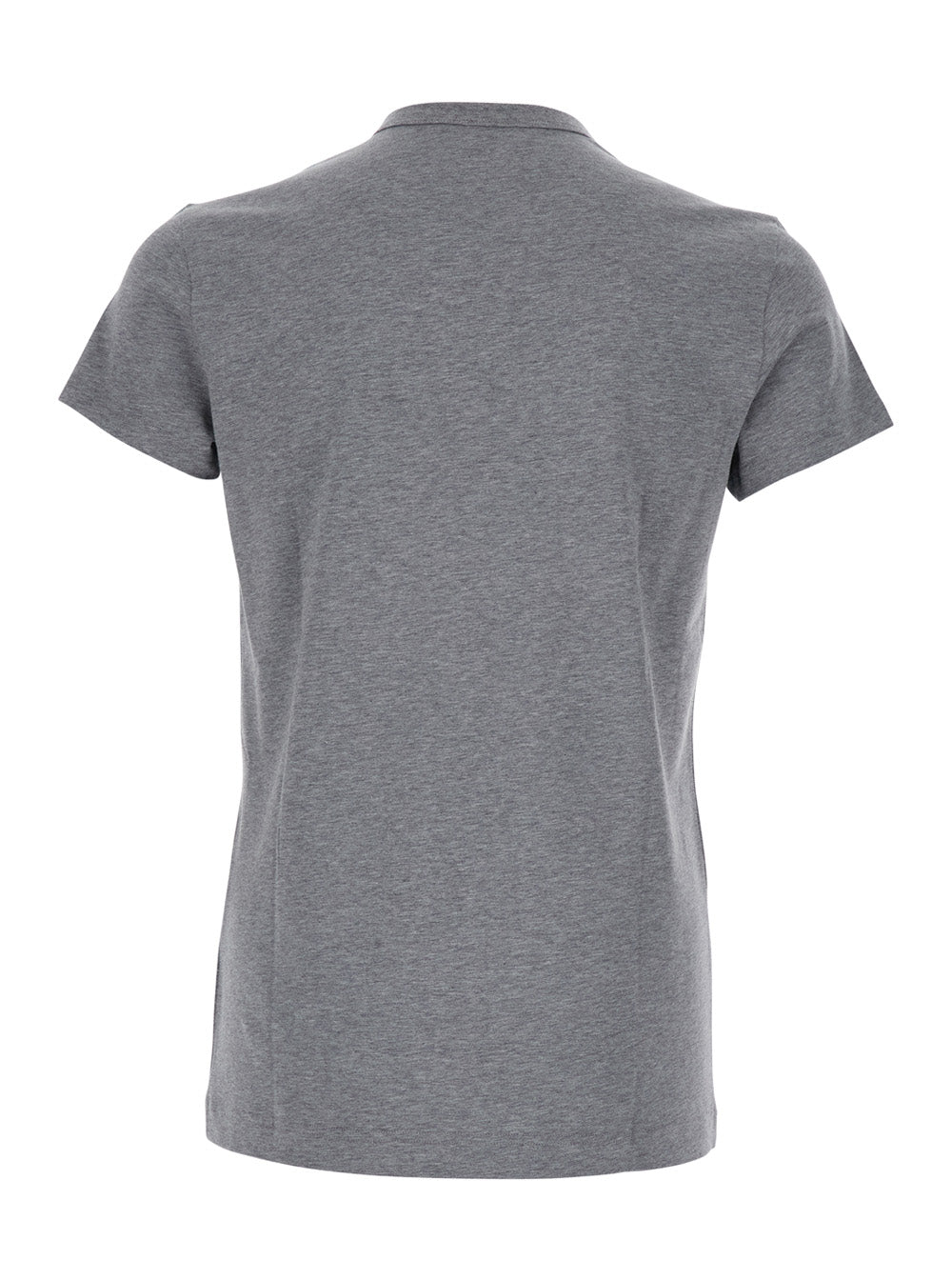 Grey Crewneck T-Shirt with Tonal Logo Lettering Embroidery on the Front in Cotton Stretch Man Elastane Tshirts And Polo Shirts