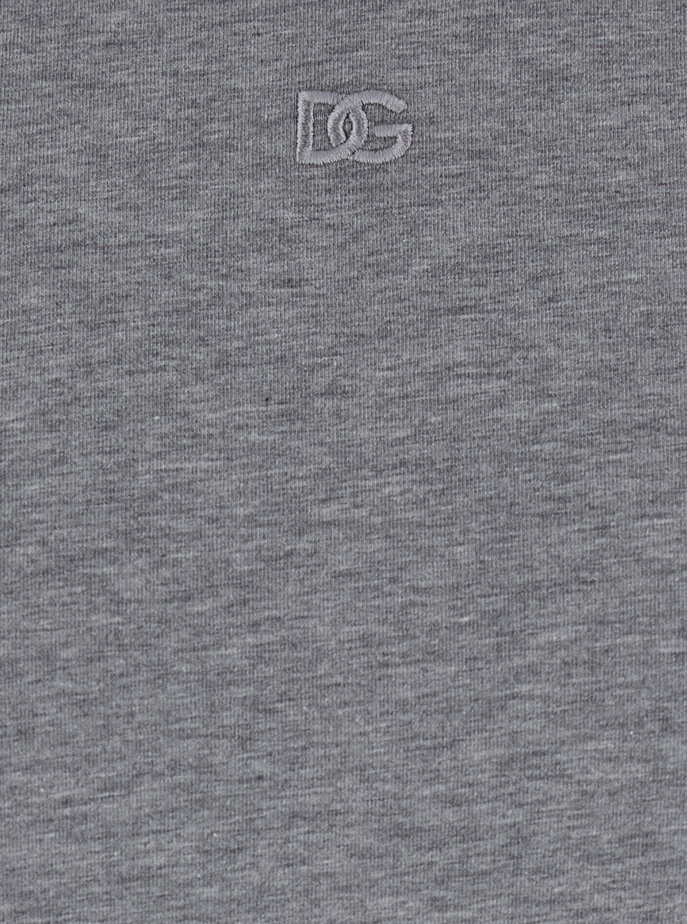 Grey Crewneck T-Shirt with Tonal Logo Lettering Embroidery on the Front in Cotton Stretch Man Elastane Tshirts And Polo Shirts