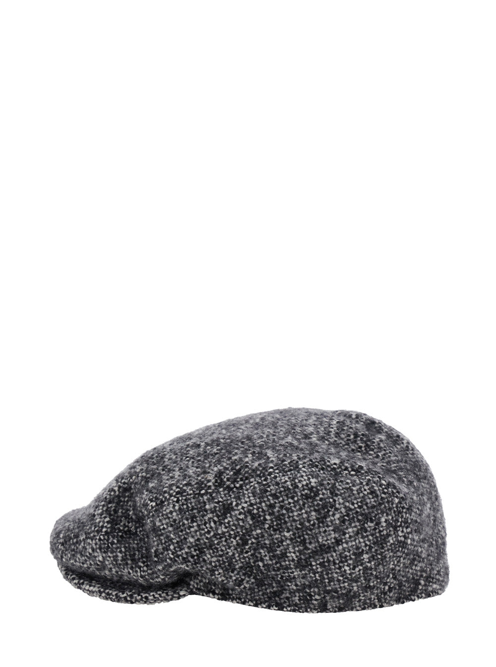 Grey Hat With Short Brim Wool Blend Man And Gloves
