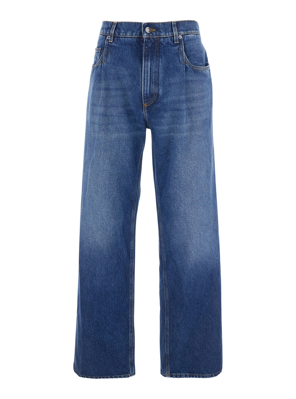 Blue Jeans with Logo Patch on the Rear in Denim Man Blu Cotton