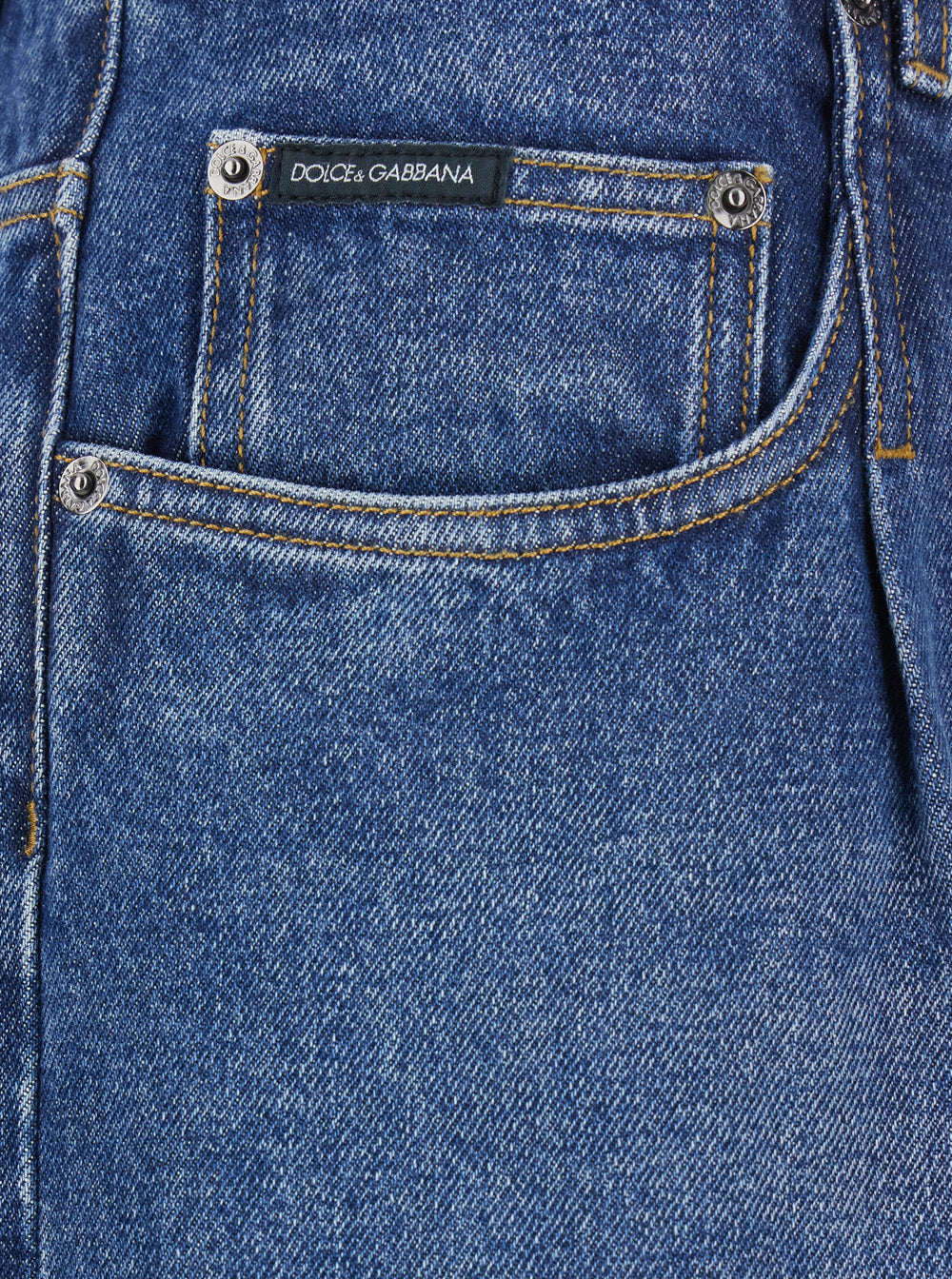 Blue Jeans with Logo Patch on the Rear in Denim Man Blu Cotton