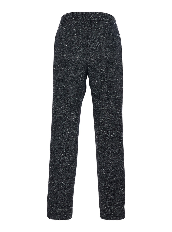Dark Grey Trousers with Elasticated Waist Drawstring in Wool Blend Man Polyamide Virgin