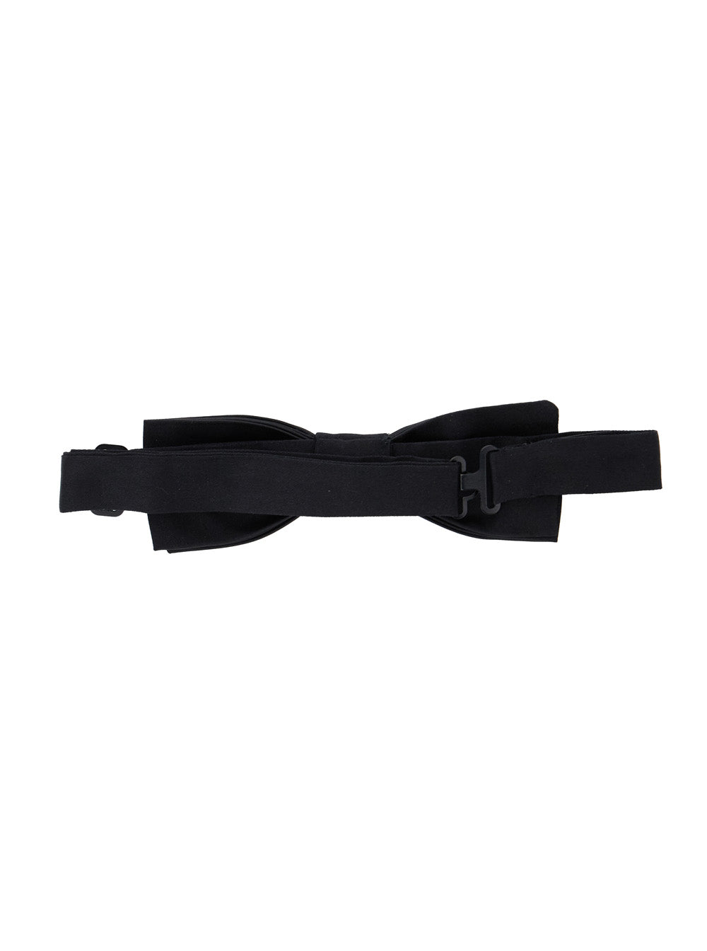 Black Bowtie with Logo Patch on the Rear and Hook Closure in Silk Man Papillon Ties