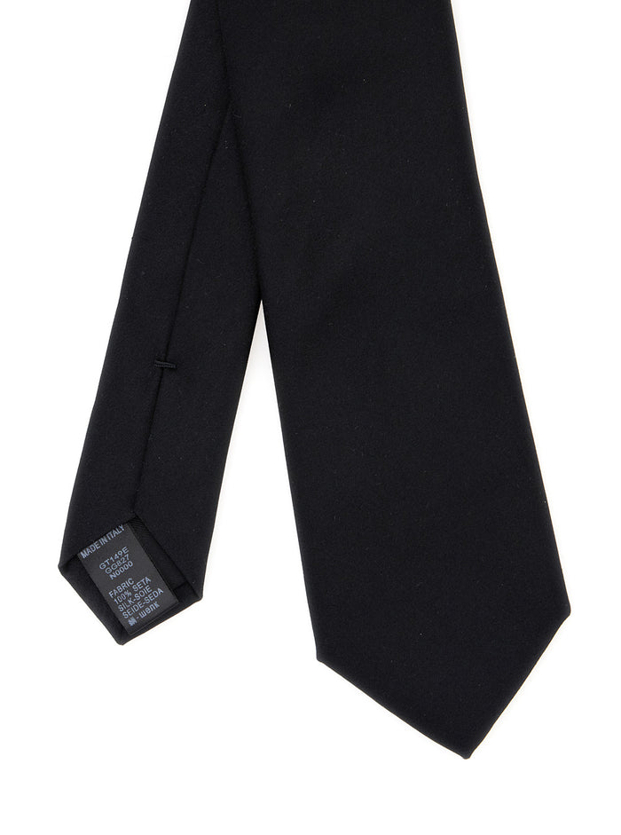 Black Tie with Single Loop on the Rear in Silk Man Papillon And Ties