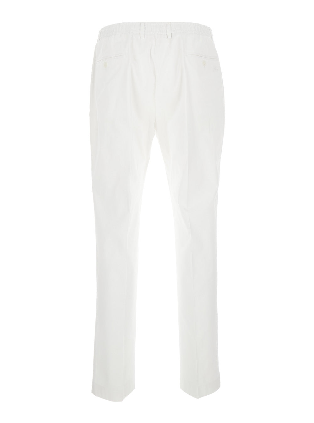 White Pants With Elastic Waist On The Rear And One Welt Pocket Cotton Man Trousers