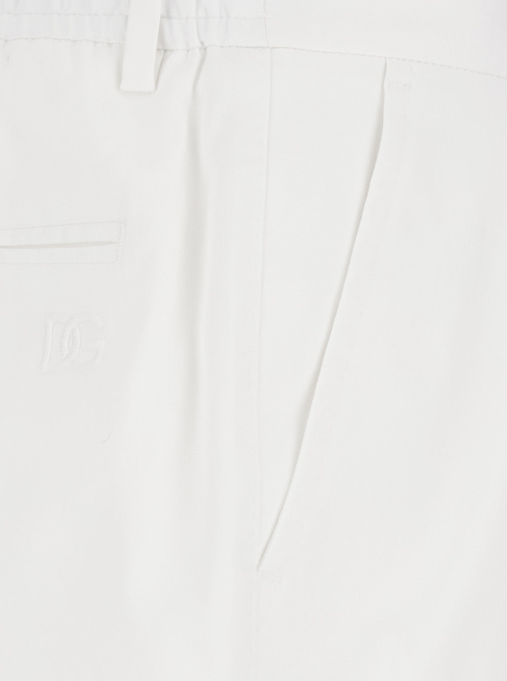 White Pants With Elastic Waist On The Rear And One Welt Pocket Cotton Man Trousers