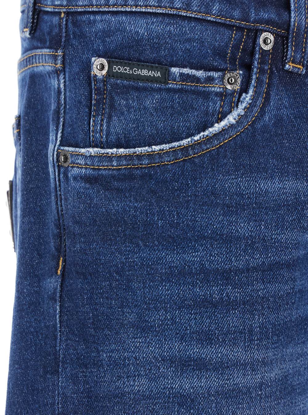 Blue Slim Jeans With Logo Patch On The Rear Denim Man Blu Cotton