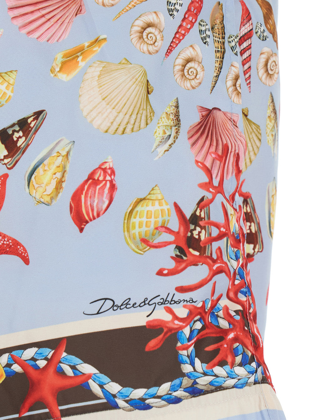 Light Blue Swim Shorts with Drawstring Elastic Waist and All-Over Print in Tech Fabric Man Beachwear