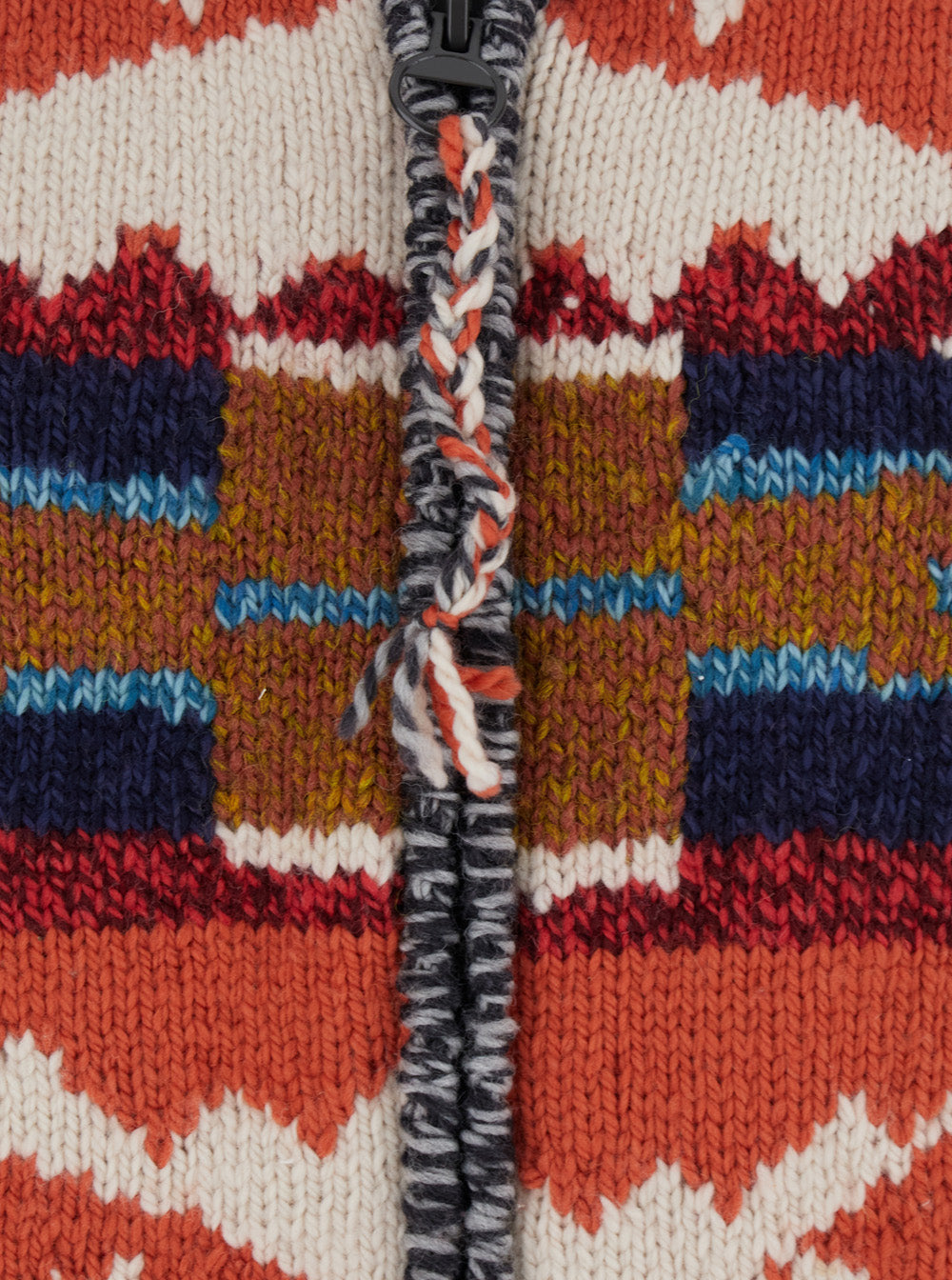 Multicolor Cardigan With Front Zip Closure And All-Over Geometric Motif Wool Woman Merino Jersey