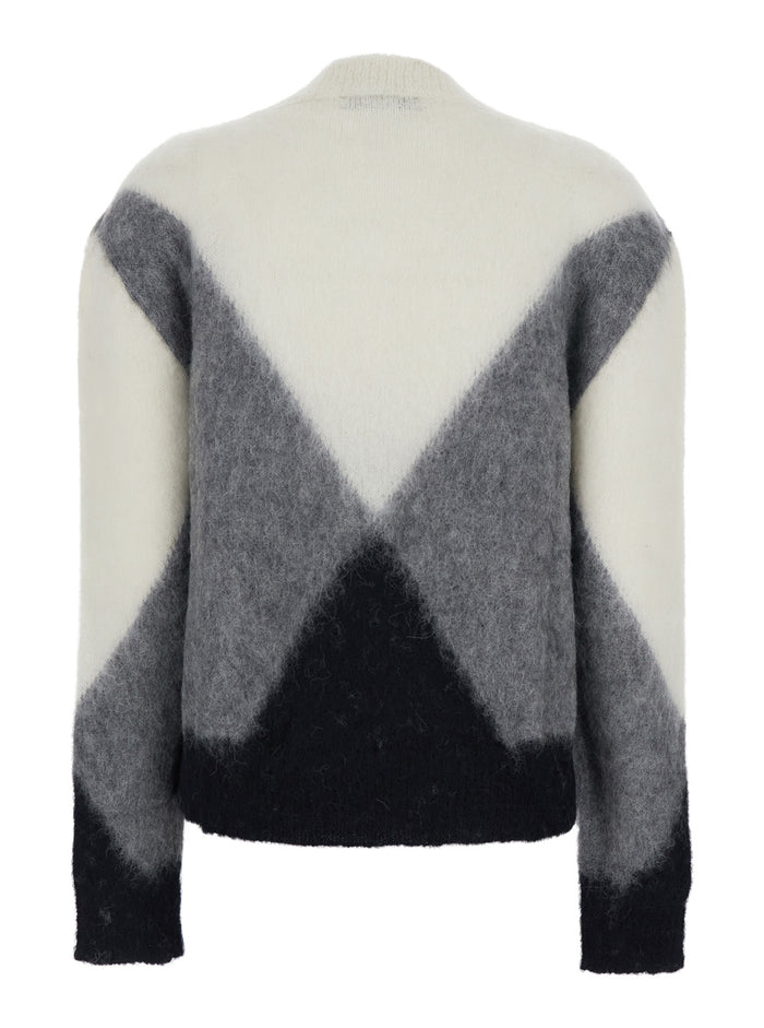 Multicolor Crewneck Sweater With Geometric Motif And Brushed Effect Wool Woman Jersey