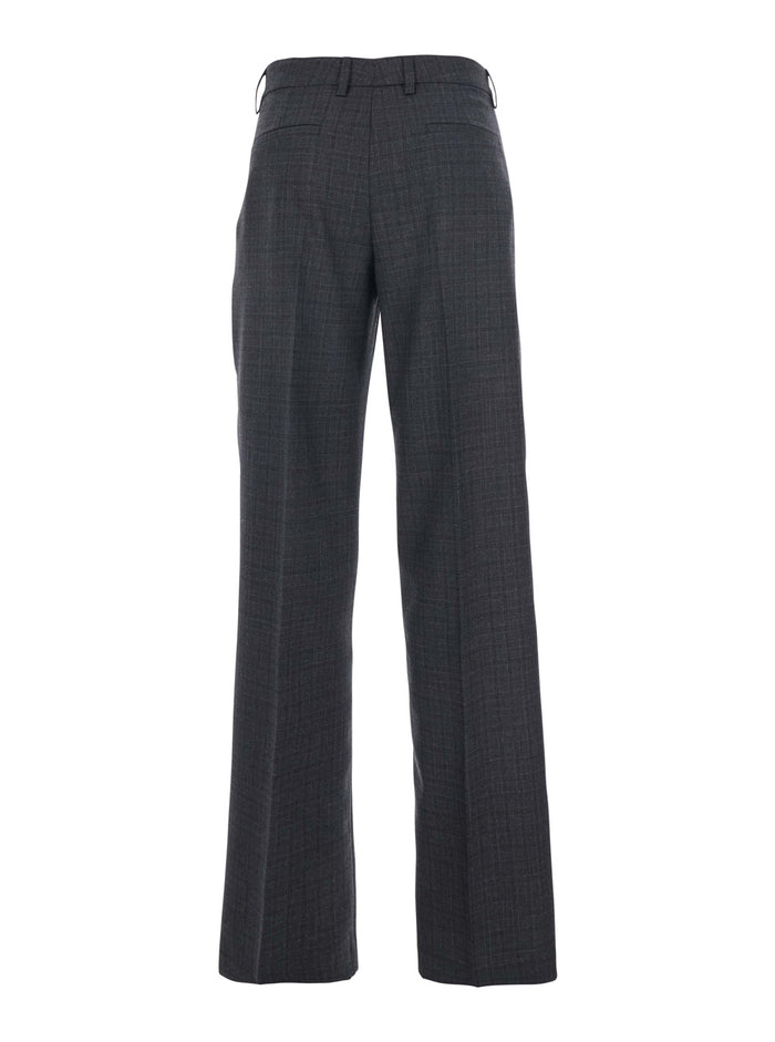Grey Pants With Belt Loops Wool Woman Trousers