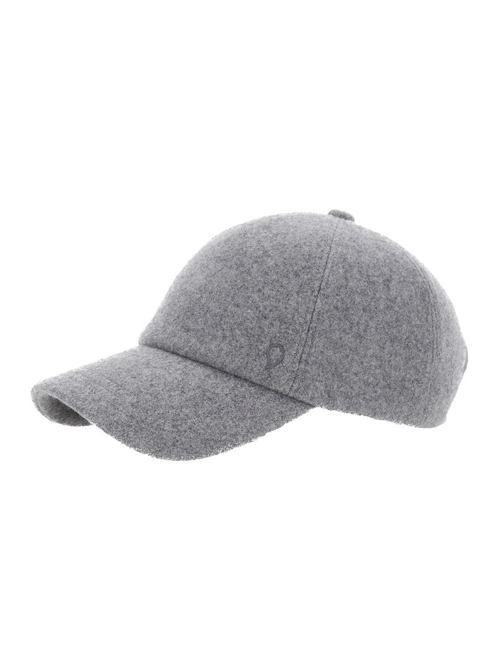 Grey Baseball Cap with Logo Embroidery on the Front in Wool Woman Hats And Gloves